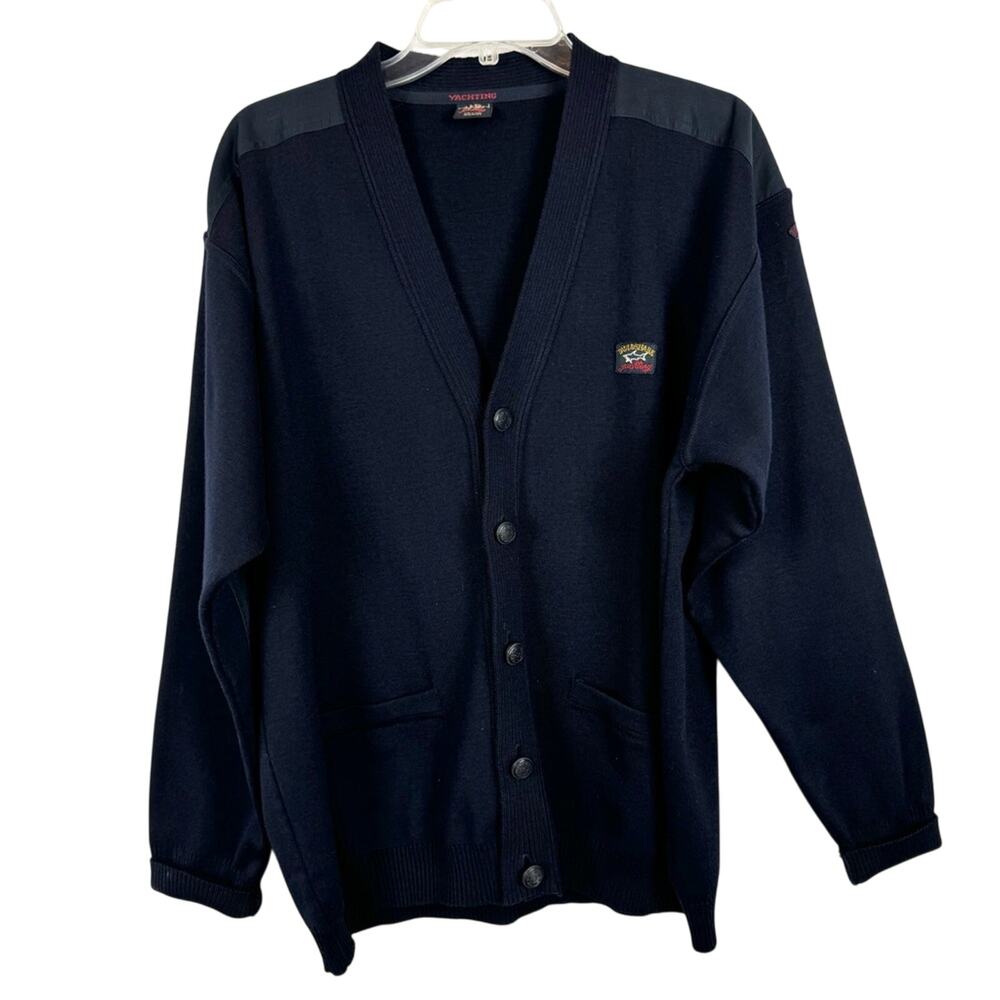Vintage Paul & Shark Yachting Sweater Cardigan Navy Men's L Nautical Preppy